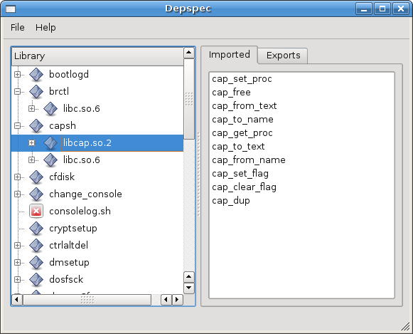 a screenshot of depspec with the qt4 ui on linux